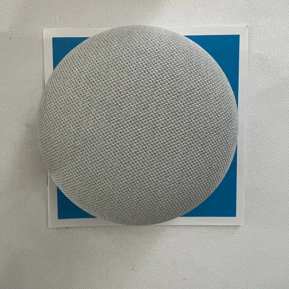 Google Assistant Device Packaging with Blue and White